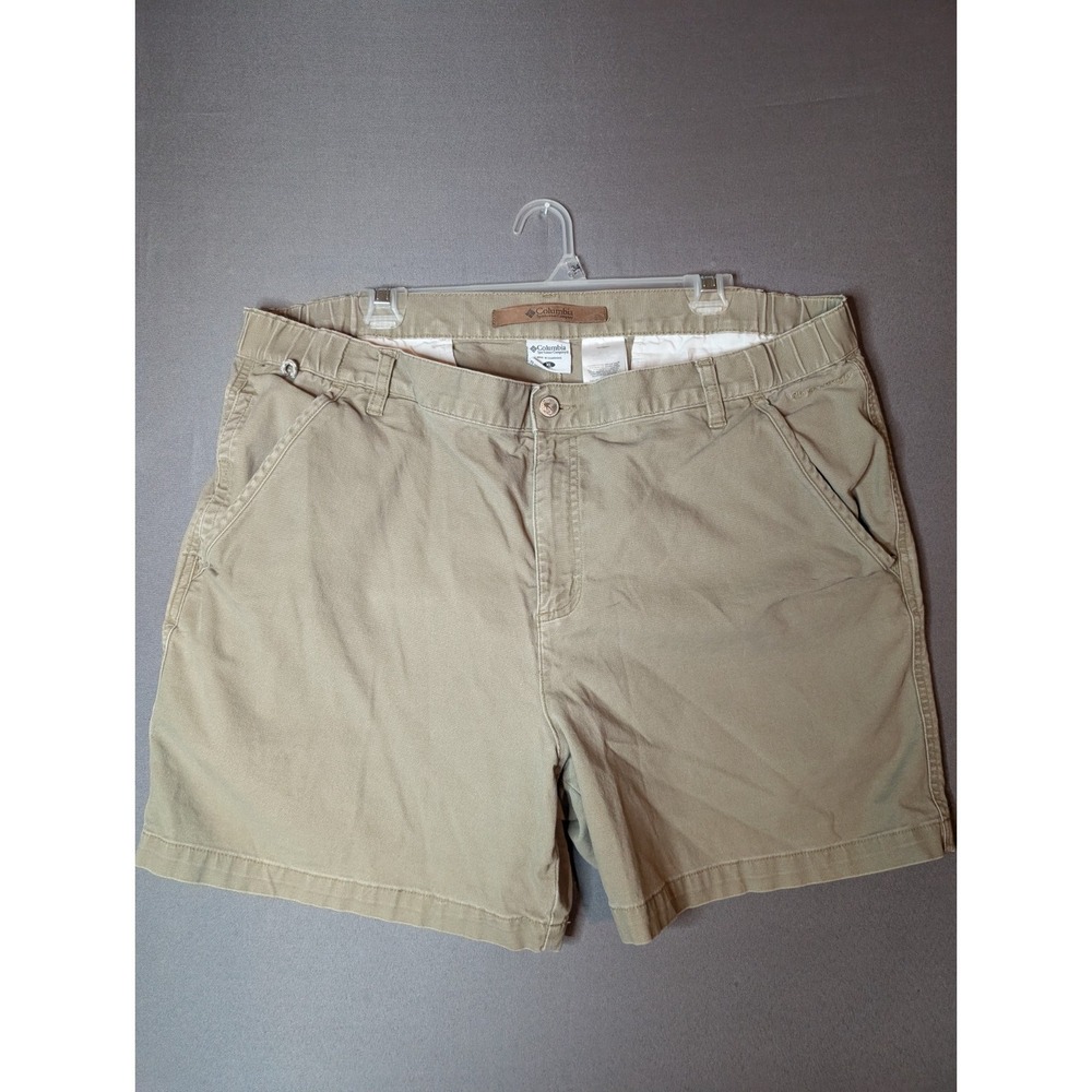 Columbia Chino Shorts Mens XL Beige Cotton Stretch Flat Front Resort Wear 6"